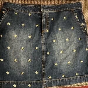 Lilly Pulitzer Denim Skirt with Yellow Star Embroidery